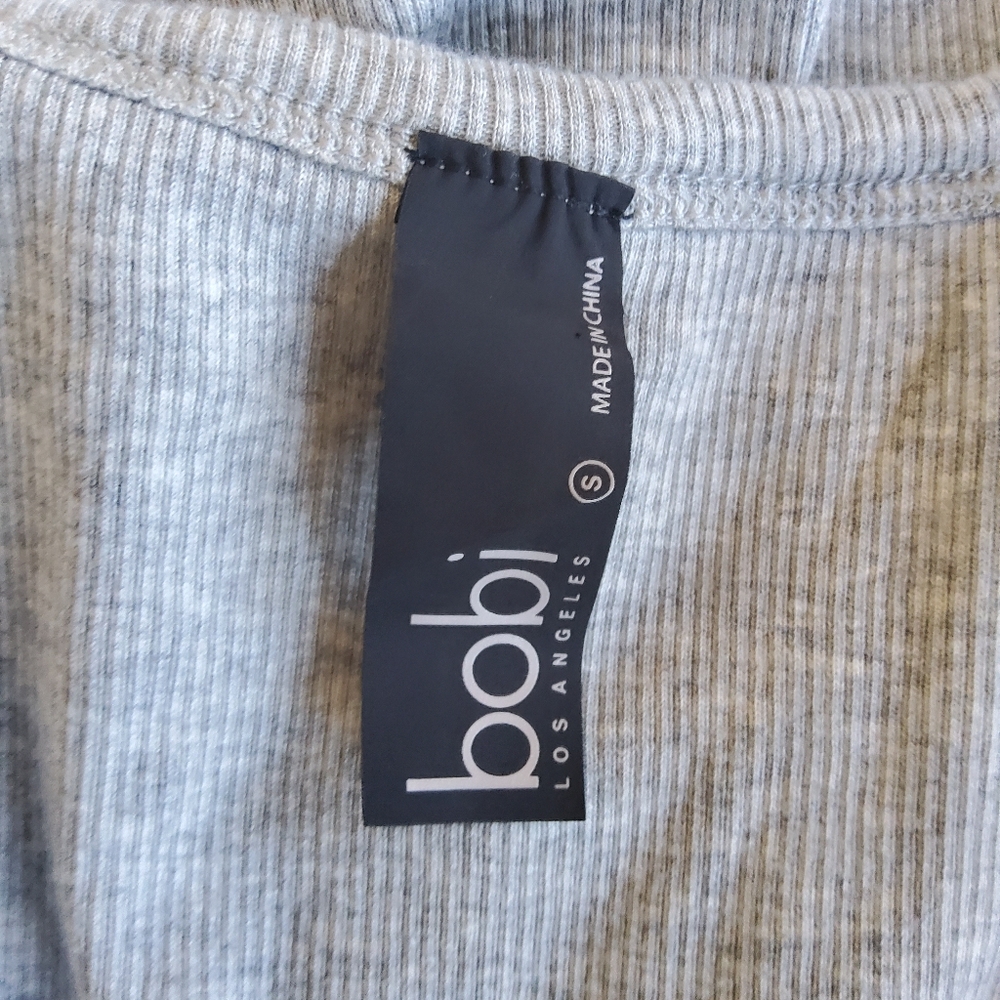 BOBI Heather Gray Ribbed Ruched Side Tank Top Size S - Picture 4 of 7